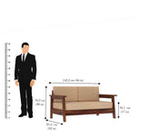 Minimal Solid Sheesham Wood 2 Seater Sofa (Natural Finish)